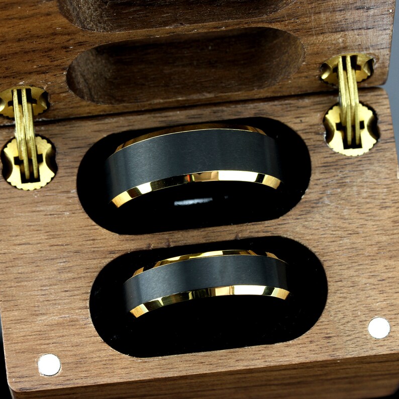 His And Hers Tungsten Wedding Band Set8mm6mmBlack & Gold Etsy