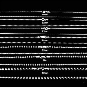 Sterling Silver Chain Necklace For Women, Silver BEAD Chain Necklace/Bracelet, 1mm ~ 4mm 7&quot; 10&quot; 16&quot; 18&quot; 20&quot; 22&quot; 24&quot; 30&quot; Made In Italy