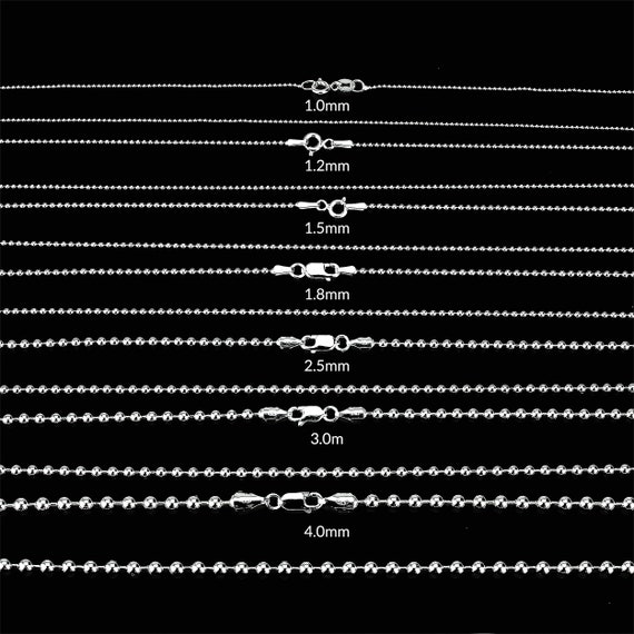 Sterling Silver Bead Chain Necklace 1mm Wide - Made in Italy Sterling Silver Bead Chain Necklace 1mm Wide - Made in Italy
