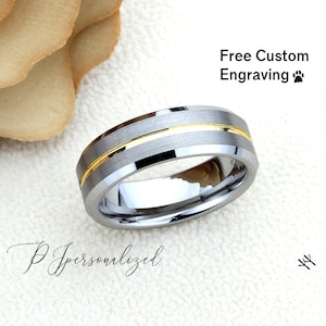 Tungsten Ring, Men&#39;s Tungsten Wedding Band, Men&#39;s Tungsten Ring, Tungsten Band, Anniversary Ring, Personalized Ring, Grooved 7mm Ring
