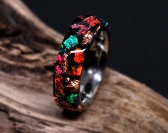 Slyq Jewelry Created Green Opal Orange Garnet sterling silver engagement ring Slyq Jewelry Created Green Opal Orange Garnet sterling silver engagement ring