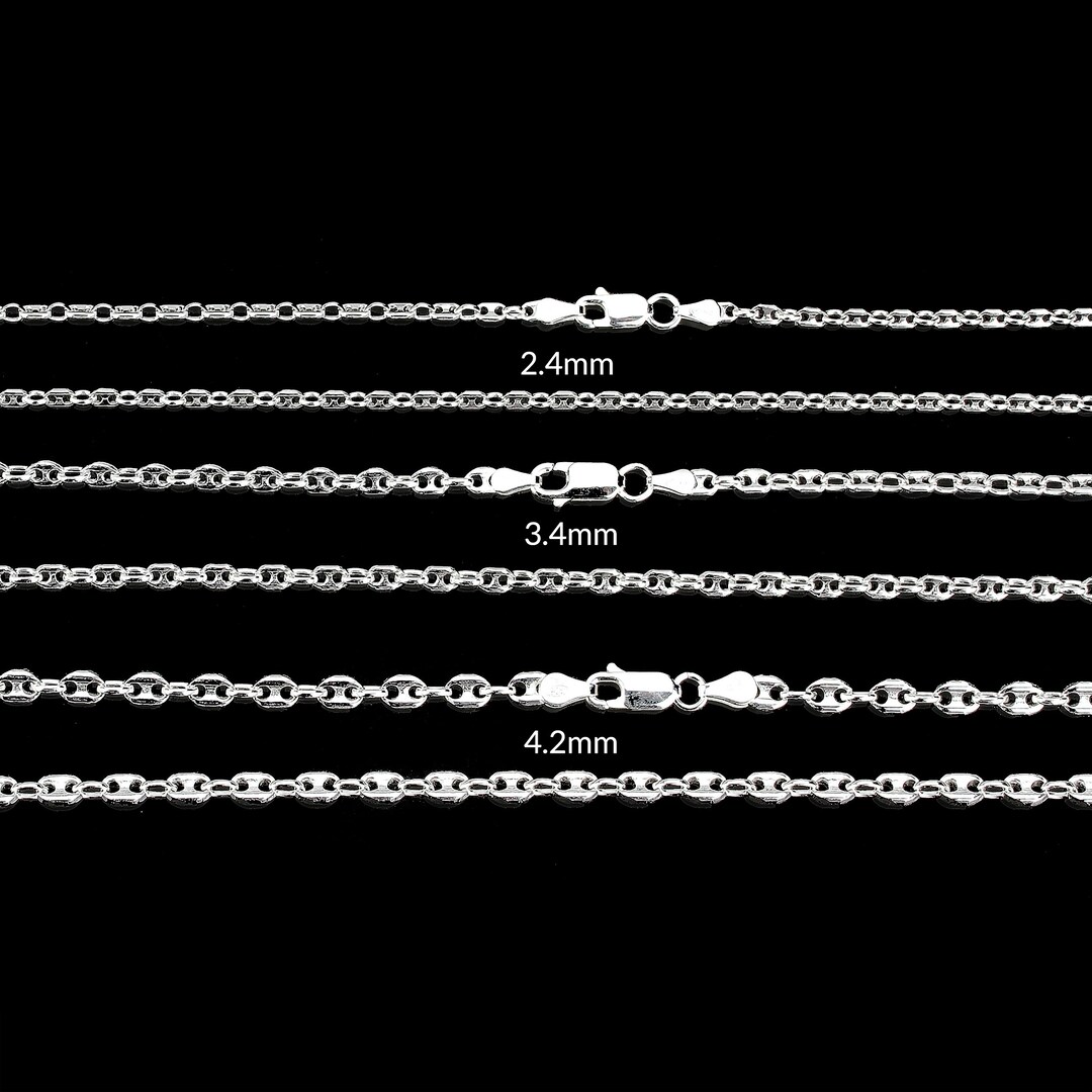 Sterling Silver Chain Necklace, Hollow ANCHOR, 925 Silver