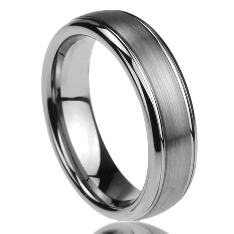 Matte Tungsten Wedding Band Men Custom Engraving 6mm Domed Etsy