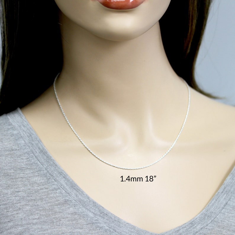 Sterling Silver RHODIUM Plated ROPE Chain Necklace Women Etsy