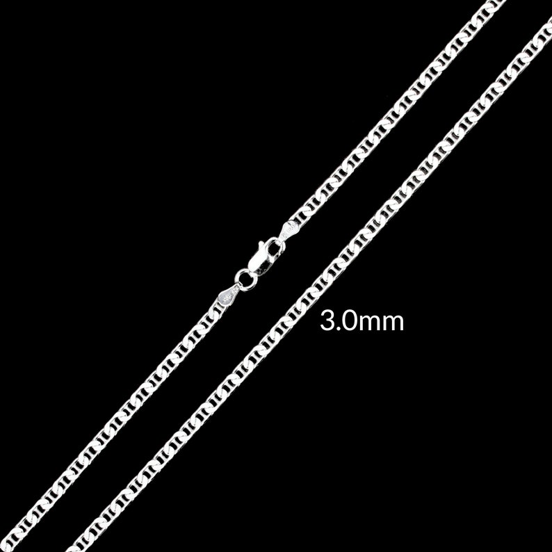 Sterling Silver Chain Necklace for Women FLAT MARINER LINK Etsy