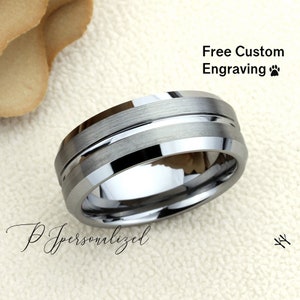 Tungsten Ring, Men&#39;s Tungsten Wedding Band, Men&#39;s Tungsten Ring, Tungsten Band, Anniversary Ring, Personalized Ring, Grooved 7mm Ring