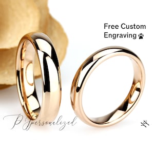 Seine und Sie Wolfram Ehering Set, Männer & Frauen, 7 mm / 4 mm, gewölbte Rose Gold Wolframcarbid Ring, sein und ihr Versprechen Ringset