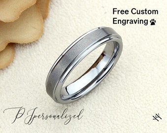 Tungsten Ring, Men's Tungsten Wedding Band, Men's Tungsten Ring, Tungsten Band, Anniversary Ring, Personalized Ring, 6mm Brushed Ring