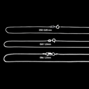 Sterling Silver Chain Necklace For Women, Round BOX Chain, 925 Silver Chain Necklace, 16&quot; 18&quot; 20&quot; 22&quot; 24&quot; Made In Italy