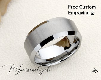 Tungsten Ring, Men's Tungsten Wedding Band, Men's Tungsten Ring, Tungsten Band, Anniversary Ring, Personalized Ring, 10mm Brushed Ring