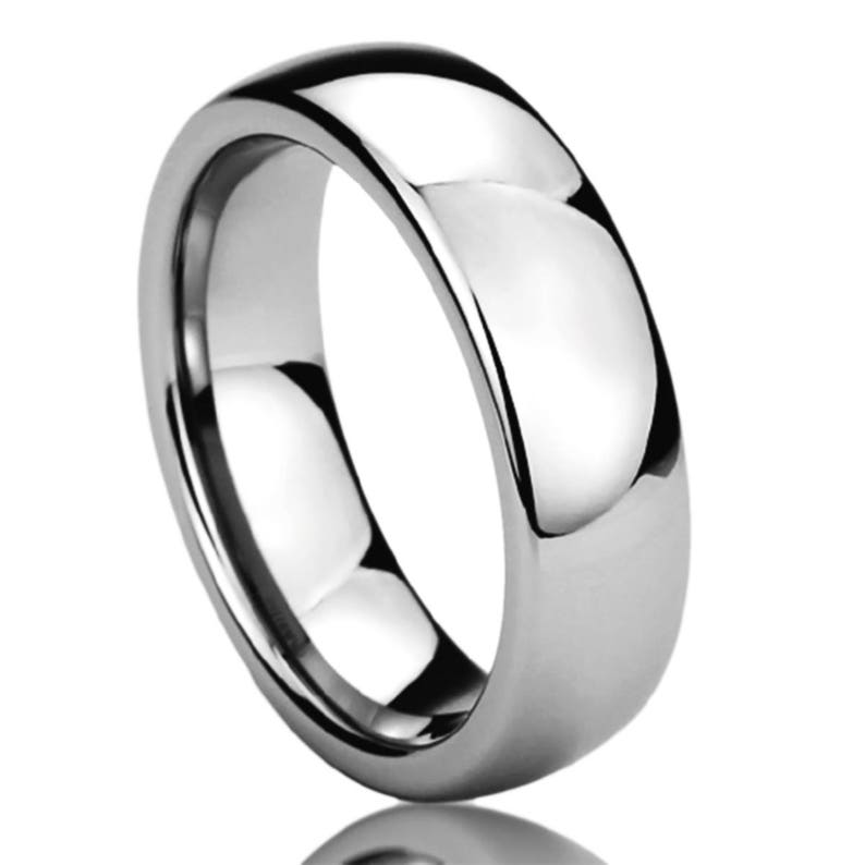 Stainless Steel Wedding Band Men Women 6mm High Polished - Etsy
