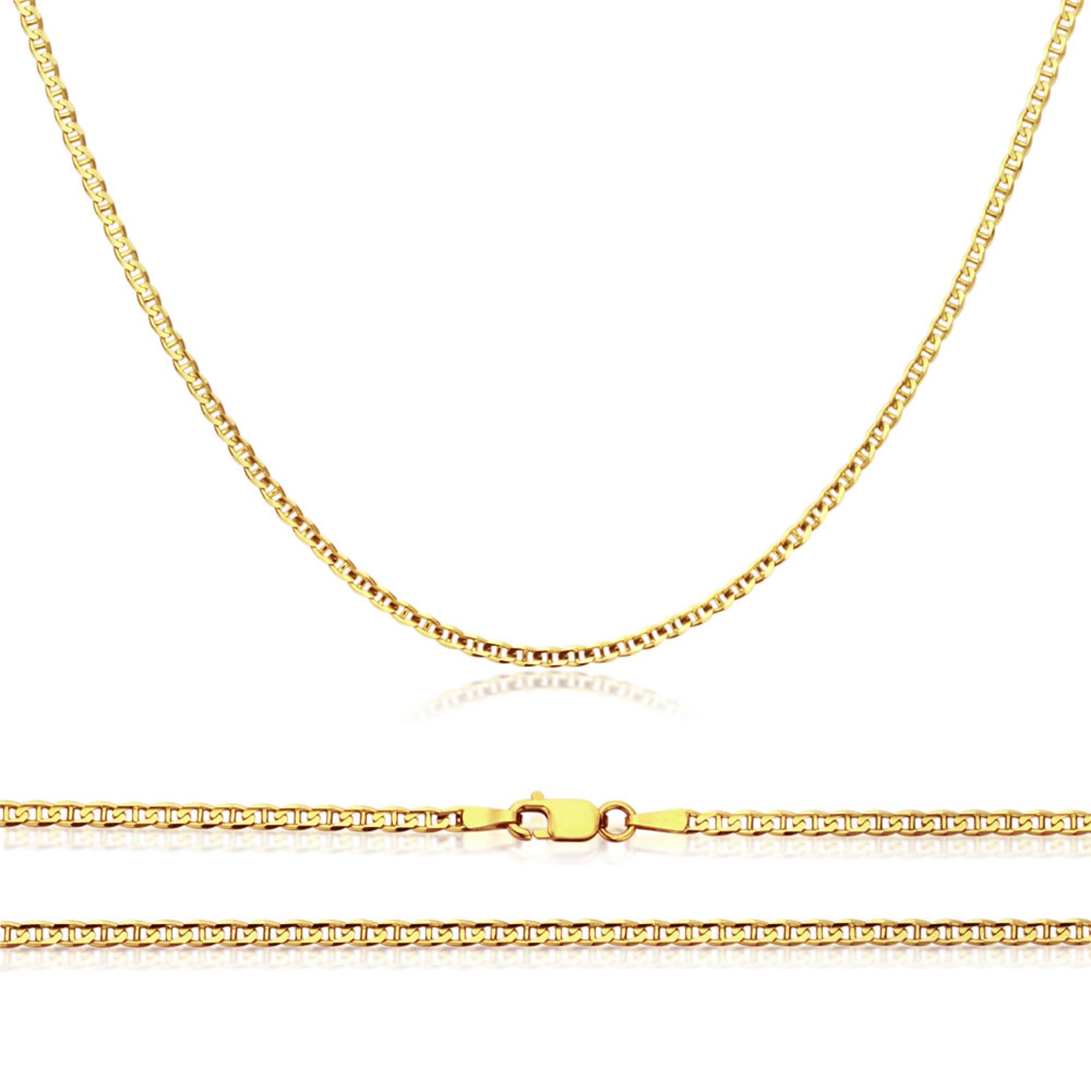 Real Solid 14K Gold Chain Necklace Men Women Yellow Gold Etsy