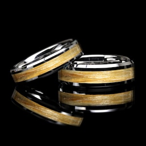 Anillo conmemorativo de pelo de mascota, pelo de caballo o cabello humano: joyería personalizada con incrustaciones de tungsteno