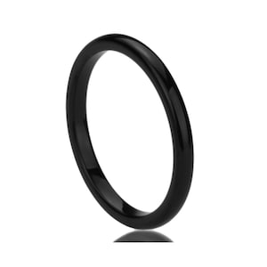 Tungsten Wedding Band Women, 2mm Domed Classic Wedding Band Black/Gold/Silver/Blue Color, Tungsten Carbide Ring, Womens Promise Ring