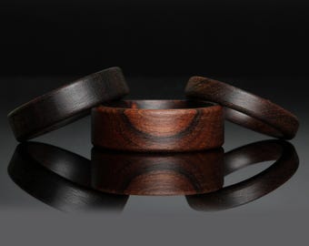 Minimalist Ironwood Ring, Wooden Wedding Band for Men/Women, Wood Promise Ring, Simple Anniversary Gift, Custom Engraved