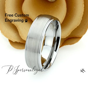 Tungsten Ring, Men&#39;s Tungsten Wedding Band, Men&#39;s Tungsten Ring, Tungsten Band, Anniversary Ring, Personalized Ring, 8mm Brushed Ring