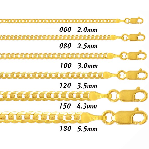 Real Solid 14K Gold Chain Necklace Men 