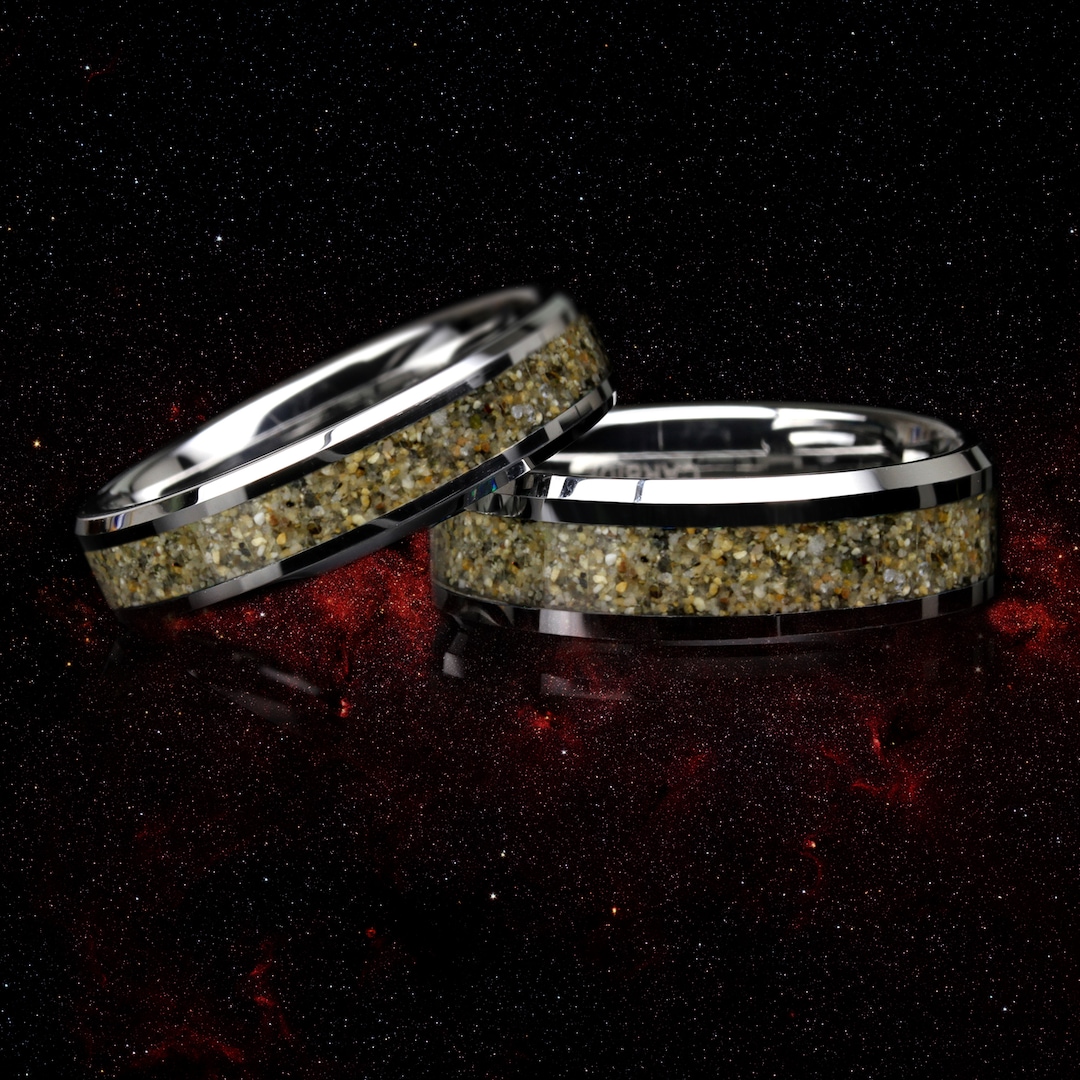 His or Hers Your Sand Inlay Tungsten Wedding Band, 8mm/6mm Engagement ...