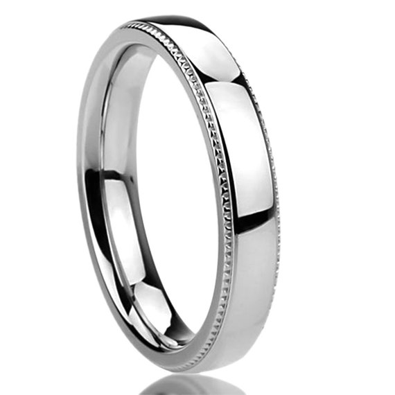 316L Stainless Steel Milgrain Edge Wedding Band Stacking Stacker Ring 4 mm 316L Stainless Steel Milgrain Edge Wedding Band Stacking Stacker Ring 4 mm