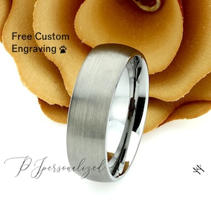 Tungsten Wedding Band Men, 8mm Gray Tungsten Ring Men, Mens Tungsten Ring, Matte Domed,Tungsten Promise Ring for Men, Husband Gift