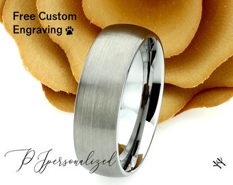 Tungsten Wedding Band Men, 8mm Gray Tungsten Ring Men, Mens Tungsten Ring, Matte Domed,Tungsten Promise Ring for Men, Husband Gift