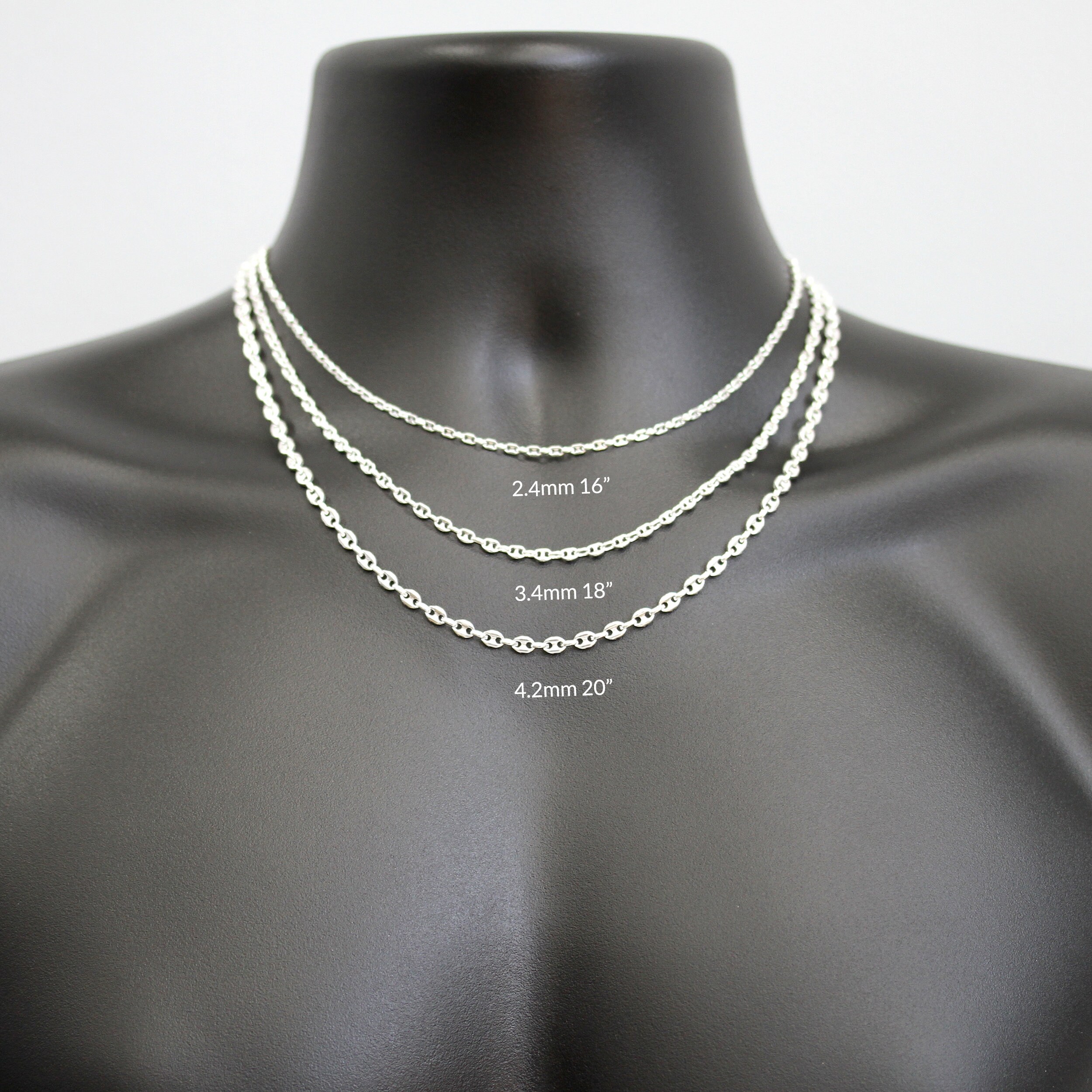 Sterling Silver Chain Necklace, Hollow ANCHOR, 925 Silver
