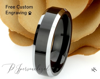 Tungsten Ring, Men's Tungsten Wedding Band, Men's Black Wedding Band, Black Tungsten Ring, Tungsten Band, Anniversary Ring, 6mm Shiny Ring