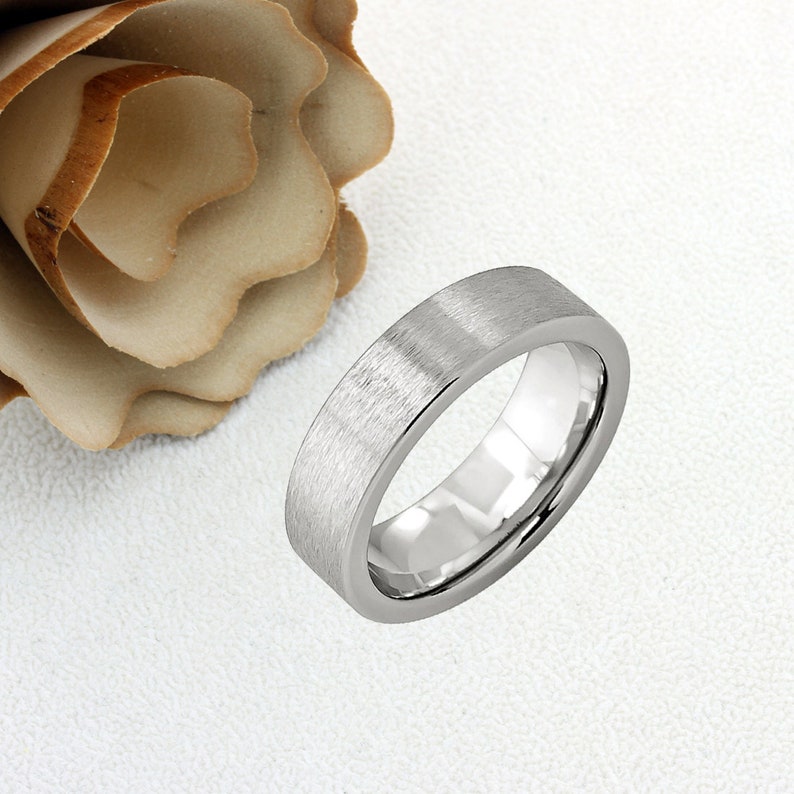 Cobalt Promise Ring Men Women 6mm Flat Brushed Pipe Cut Cobalt Wedding Band Men Women