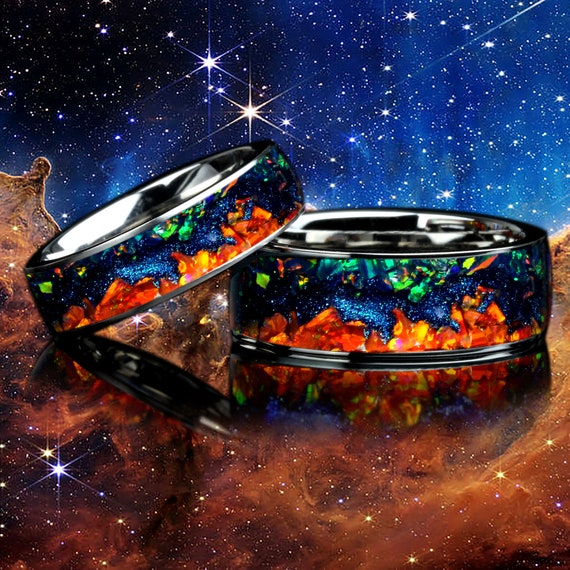 Native American Very Intricate Outer Space Inlay Cosmic Sterling Silver Opal Ring Native American Very Intricate Outer Space Inlay Cosmic Sterling Silver Opal Ring