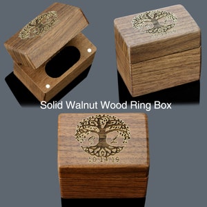 Personalized Solid Walnut Wood Couple Ring Box, Proposal Ring Box, Wooden Ring Box, Engagement Ring box, Wedding Ring Box, Anniversary Gift