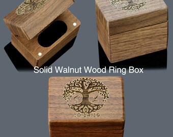 Personalized Solid Walnut Wood Couple Ring Box, Proposal Ring Box, Wooden Ring Box, Engagement Ring box, Wedding Ring Box, Anniversary Gift