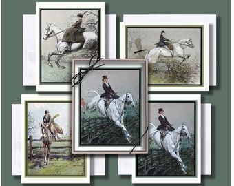 Equestrian Ladies Jumping /Notecards/ Vintage Images/ Horses/ horsewoman/ Rider/ Sport/ Horseback/Boxed Set of 8 with Envelopes/ Blank