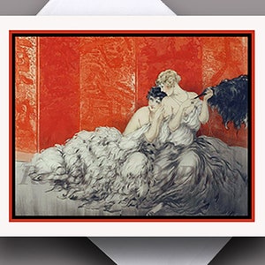 Cartão de nota único Imagem vintage Valentine/ Luis Icart/ Duas mulheres/ Gay/ Lady Love/ Lésbica/ Romance/ Cartão único com envelope em branco
