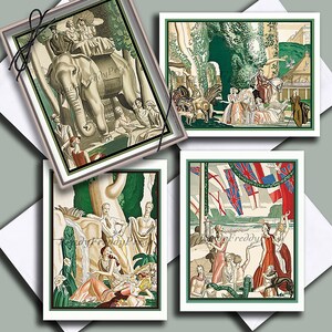 Notas do artista / Jean Dupas / Transporte de Londres dos anos 1930 / Imagem vintage / Art Déco / Década de 1930 / Destinos pitorescos / Conjunto de 8 cartões em caixa com envelopes
