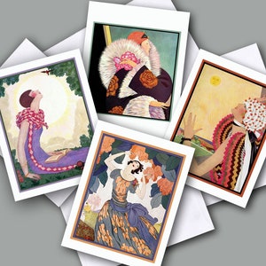 Cartes de correspondance : couvertures de magazines Vogue des années 1920/ dames à la mode/ illustrations Art déco/image vintage/ coffret de 8 avec enveloppes/ intérieur vierge