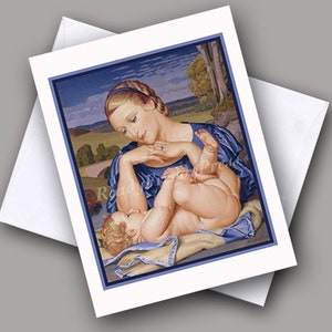 Cartão de nota único: Dia das Mães/ Anúncio de bebê/ Parabéns pelo nascimento/ Aniversário/ Imagem vintage/ Cartão único com envelope/ Em branco por dentro