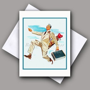 Tarjeta de notas individual con imagen vintage/Día del padre/Cumpleaños/Promoción/Felicitaciones/Jubilación/Nuevo trabajo/En blanco/Tarjeta de notas individual con sobre