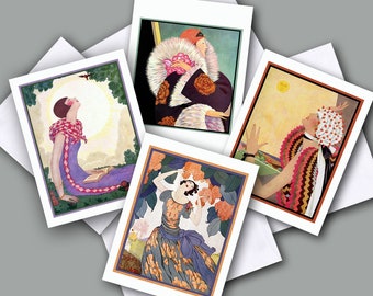 Notecards: 1920s Vogue MagazineCovers/ Fashionable Ladies/ Art Deco Illustrations/Vintage Image/ Boxed Set of 8 with Envelopes/ Blank Inside