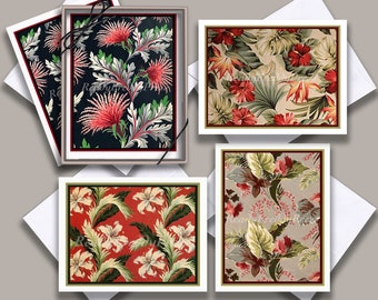 Notecards 1930-1940 Textile Designs / Vintage Fabrics/ Art Deco Tropical/ Bold Colorful/ Organic/ Hollywood/ Miami/ 8 Cards and Envelopes