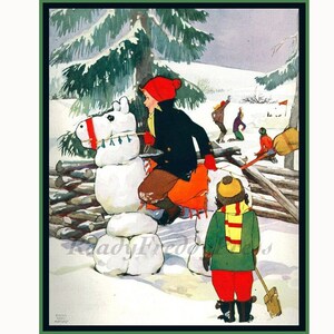 Cartes de correspondance poney des neiges/Noël/Vacances/Image vintage/Cheval/Poney/Équin/Amusant/Fantaisie/Boîte de 8 avec enveloppes