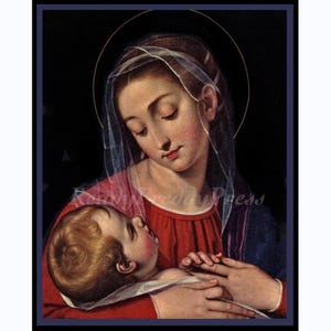 Biglietto di Natale/Immagine religiosa/Vintage/Madonna con bambino/Tenero/Gentile/Orgoglio/Maternità/Bellezza/Set di 8 biglietti con buste