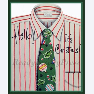 Vintage afbeelding/ kerst/ vakantie/ jaren 50/ overhemd en stropdas/ heer/ echtgenoot/ vriend/ vader/ doos van 8 met enveloppen/leeg