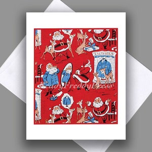 SALE Grußkarte/ Weihnachten/ Feiertage/Santa Stylin'/ Nikolaus Mode/ Rentier hilft/ Mode/ Einzelkarte mit Umschlag