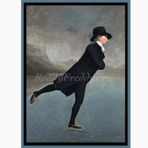 Grußkarten~Vintage Bild von 1795~Feiertage~Weihnachten~Gentleman~Alleine Schlittschuhlaufen~Formelles Kleid~Zylinder~Schachtel mit 8 Karten und Umschlägen