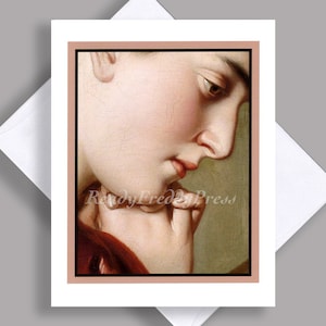 VERKOOP enkele Notecard/gebed/vintage schilderij/portret/sereniteit/vrede/sympathie/mooie dame/notitiekaart met envelop