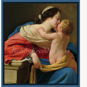 Cartes pour lettres/cartes de Noël/religieux/image vintage du XVIIe siècle/Vierge à l'enfant/Tender/Ensemble de 8 cartes et enveloppes en boîte