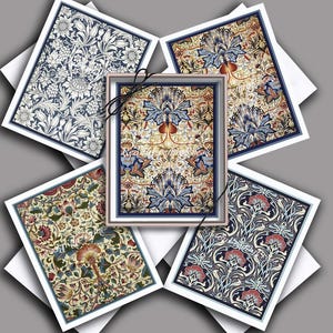 Cartões William Morris/ Imagem Vintage/ Artes e ofícios/ Tecido/ Têxteis/ Papel de parede/ Vitoriano/ 8 cartões e envelopes