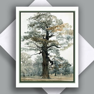 The Oak Tree Biglietto singolo/ Immagine vintage di James Richmond (1800) / Natura/ Poesia R.R Ryder (1948)/ Bellezza/ Biglietto singolo con busta