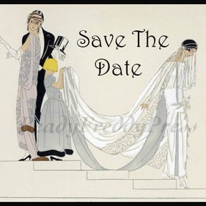 Notecards Imagem Vintage/Casamento/década de 1920/Anúncio/Convite/Noiva/Parabéns/Salvar a Data/Caixa de 8 com envelopes/Em branco