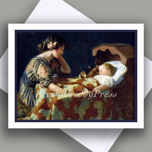 Vintage Karte/ Baby Karte/ Muttertag/ Wiege/ Glückwunschkarte/ Baby Shower Karte/ Innen blanko
